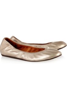 Lanvin Metallic Leather Ballet Flats - Lyst
