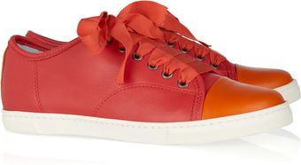 Lanvin Color-Block Leather Sneakers - Lyst