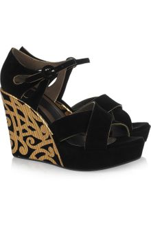 Marni Cutout Suede Platform Wedges - Lyst