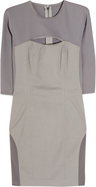  Contrast Cotton-blend and Jersey Dress 