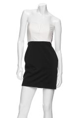 Mason by Michelle Mason Black and White Leather Bustier Dress
