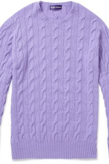 Ralph Lauren Purple Label Cable Knit Cashmere Sweater - Lyst