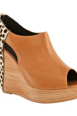 Rebecca Minkoff Almond Leather and Calf Hair Trott Cutout Wedges