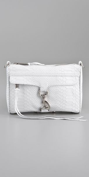 Rebecca Minkoff Mini Mac Snake Clutch in Beige (white) - Lyst
