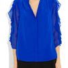 Tibi Silkcrepe and Chiffon Blouse in Blue (cobalt) - Lyst