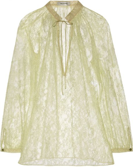Valentino Lace Blouse in Yellow (almond) - Lyst