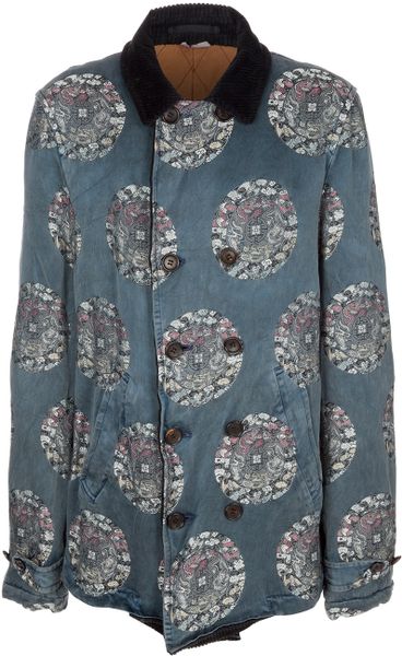 Comme Des Garçons Double Breast Embroided Coat in Blue for Men - Lyst