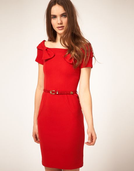 river-island-red-river-island-bow-collar-belted-dress-product-1 ...