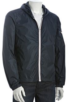 Prada Blue Nylon Zip Front Hooded Windbreaker - Lyst