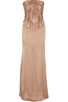 Alberta Ferretti Ribbon Embellished Hammered Silk Dress - Lyst