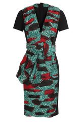 Burberry Prorsum Tribal Printed Woven Silk Dress