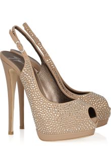 Giuseppe Zanotti Embellished Suede and Leather Slingbacks - Lyst