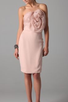 Marchesa Strapless Dress with Draped Organza Bodice - Lyst