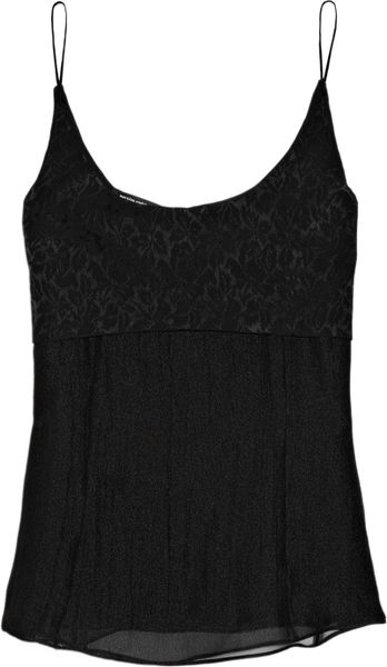 Narciso Rodriguez Silkchiffon and Glossedcloque Camisole in Black - Lyst
