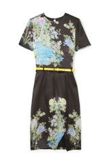 Preen Black Akiko Split Hem Print Dress