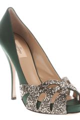 Valentino Peep Toe Silk Pump
