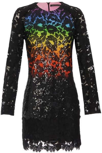 Christopher Kane Lace and Sequin Rainbow Dress in Multicolor (rainbow)