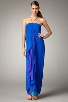 Halston Heritage Two-tone Halter Gown - Lyst