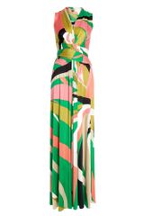 Issa False Wrap Printed Silk Jersey Maxi Dress