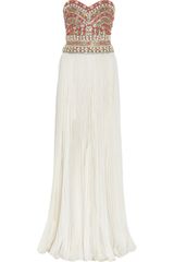 Marchesa Embellished Strapless Silk Gown