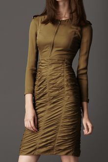 Burberry Silk Ruche Panel Dress - Lyst
