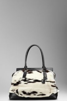 Burberry Large Mink and Leather Tote - Lyst