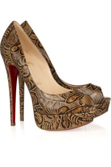 Christian Louboutin Lady Peep 150 Textured Leather Pumps - Lyst