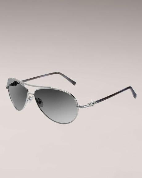 David Yurman Buckle Sunglasses in Brown (silver) - Lyst