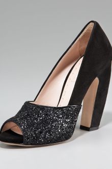 Miu Miu Glittered Open-Toe Pump - Lyst