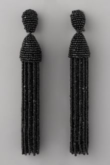 Oscar de la Renta Beaded Tassel Earrings, Black - Lyst