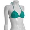 Shoshanna Teal Sliding Triangle Ruffle Trim Halter Bikini Top in Green (teal) - Lyst