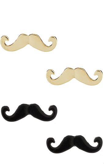ASOS Collection Asos 2 Pack Moustache Stud Earrings - Lyst