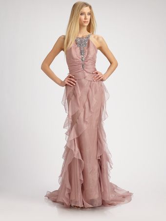 Badgley Mischka Chiffon Gown  - Lyst