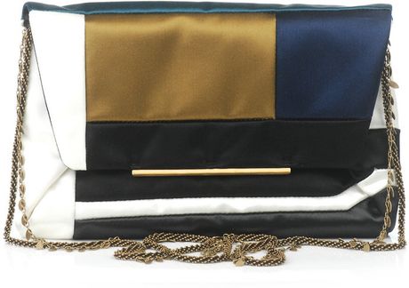 Lanvin Satin Patchwork Clutch Bag in Blue (olive) - Lyst