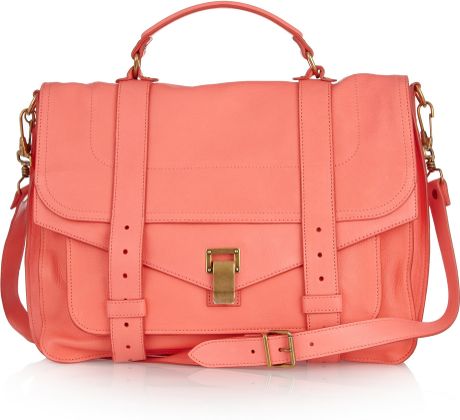 Proenza Schouler Ps1 Large Leather Satchel in Pink (coral) - Lyst