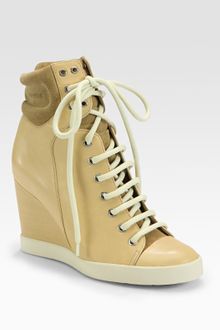See By Chloé Leather & Suede Wedge Hi-Top Sneaker - Lyst