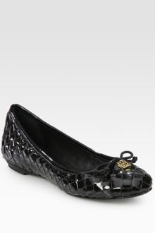 Tory Burch Prescot Woven Patent Leather Logo Ballet Flats - Lyst