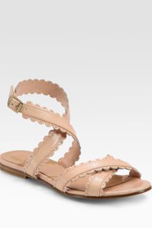 See By Chloé Leather Scallop Edge Flat Sandals - Lyst