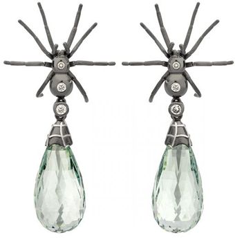 Theo Fennell White Gold Spider Drop Earrings - Lyst