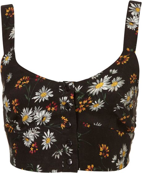 Topshop Daisy Soft Button Front Bralet in Black - Lyst