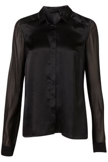 Topshop Silk Chiffon Sleeve Shirt - Lyst