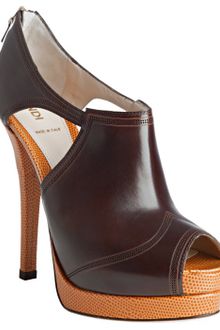 Fendi Chestnut and Caramel Peep Toe Booties - Lyst