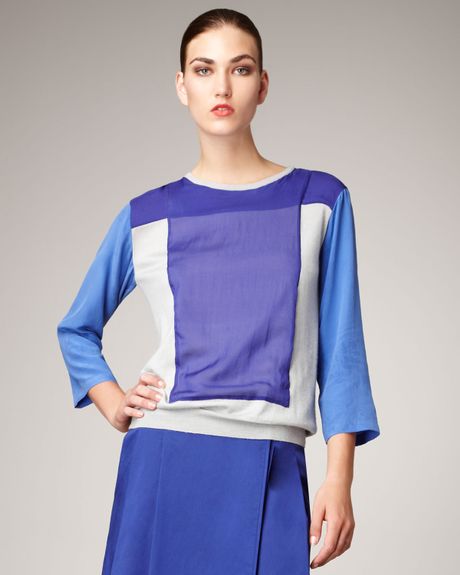 Reed Krakoff Colorblock Combo Sweater in Blue (rk grey sky) - Lyst