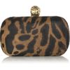Alexander Mcqueen Skull Ocelotprint Calf Hair Box Clutch in Gold - Lyst