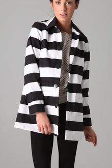 Alice + Olivia Constance Striped Stretch-cotton Hooded Coat - Lyst