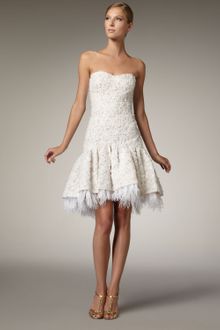 Badgley Mischka Strapless Ribbon Lace Dress - Lyst