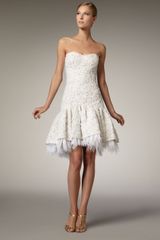 Badgley Mischka Strapless Ribbon Lace Dress