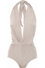 Clube Bossa Ruched Plunge-front Halterneck Swimsuit
