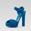 Gucci Jamie Suede Chunky Platform Sandal in Blue - Lyst