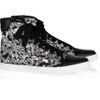 Lanvin Diamondprint Canvas and Leather Hightop Sneakers in Black (white) - Lyst
